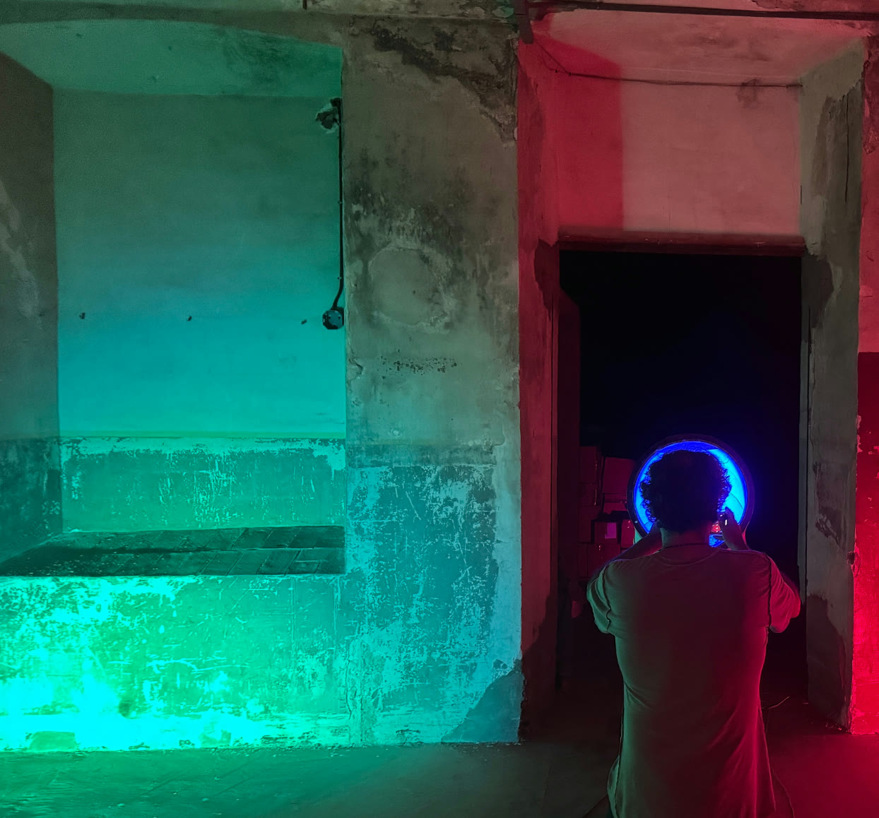 Night installation inside the factory